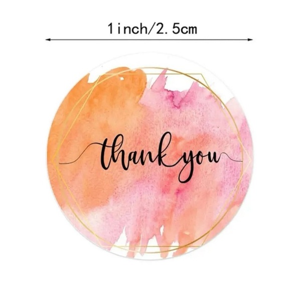500 Assorted Round Watercolor 1” Thank You Stickers NEW - Picture 2 of 14
